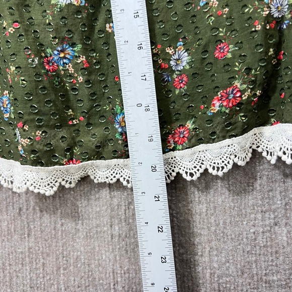 FARM Rio Patchwork Floral Smocked Neck Long Sleeve Blouse Sz S Boho Cottagecore - Picture 7 of 13